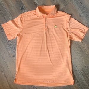 Masters Tech Orange and White Striped Men’s Polo